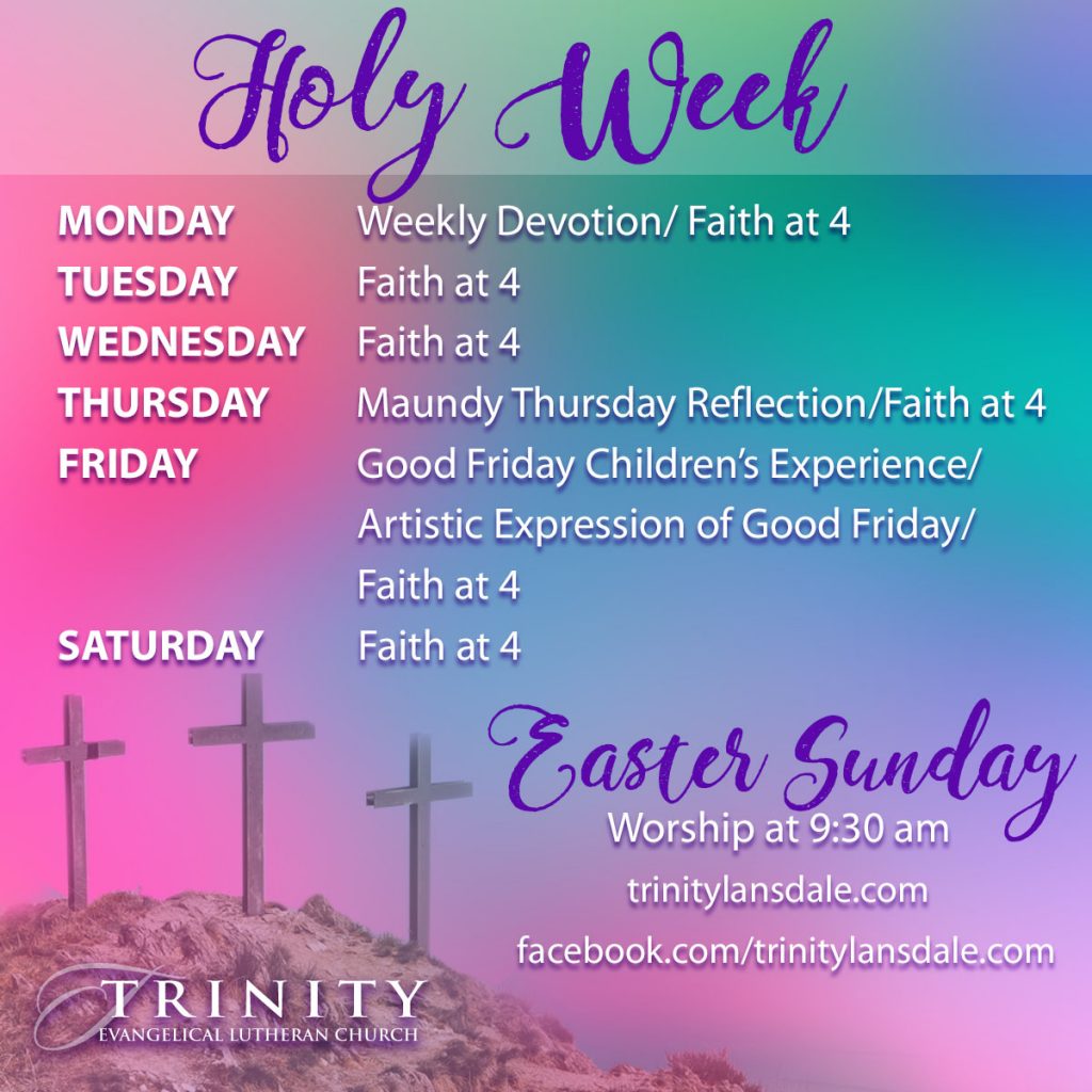 Holy Week 2020 – Trinity Lutheran Church